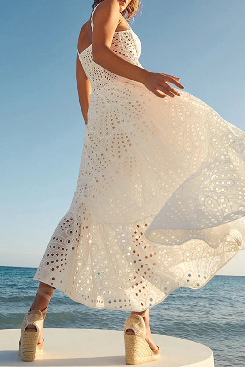 Colette - Élégante robe en patchwork moulante avec encolure carrée à bretelles