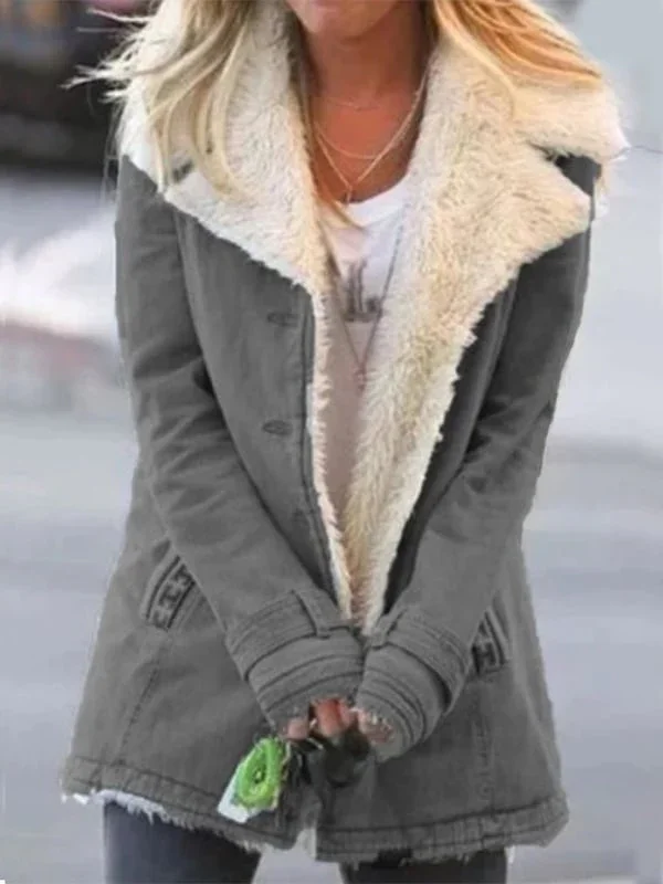 Manteau Mi-Long avec Col Revers Uni pour Automne et Hiver