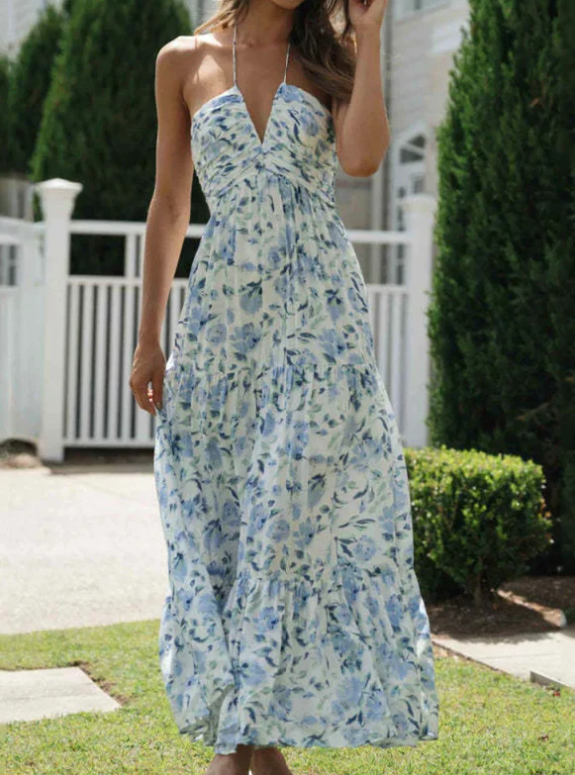 Gina - Robe d'été bohème en mousseline de soie à bretelles