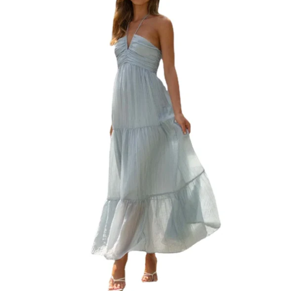 Gina - Robe d'été bohème en mousseline de soie à bretelles