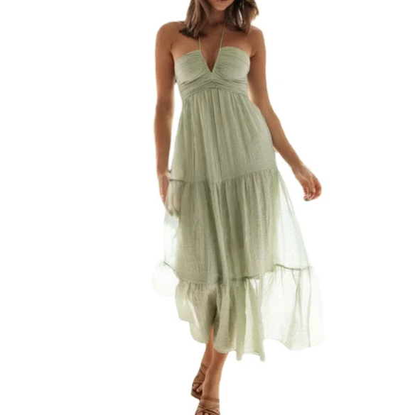 Gina - Robe d'été bohème en mousseline de soie à bretelles