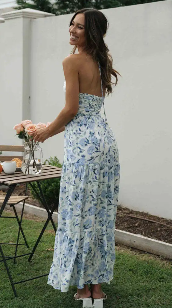 Gina - Robe d'été bohème en mousseline de soie à bretelles