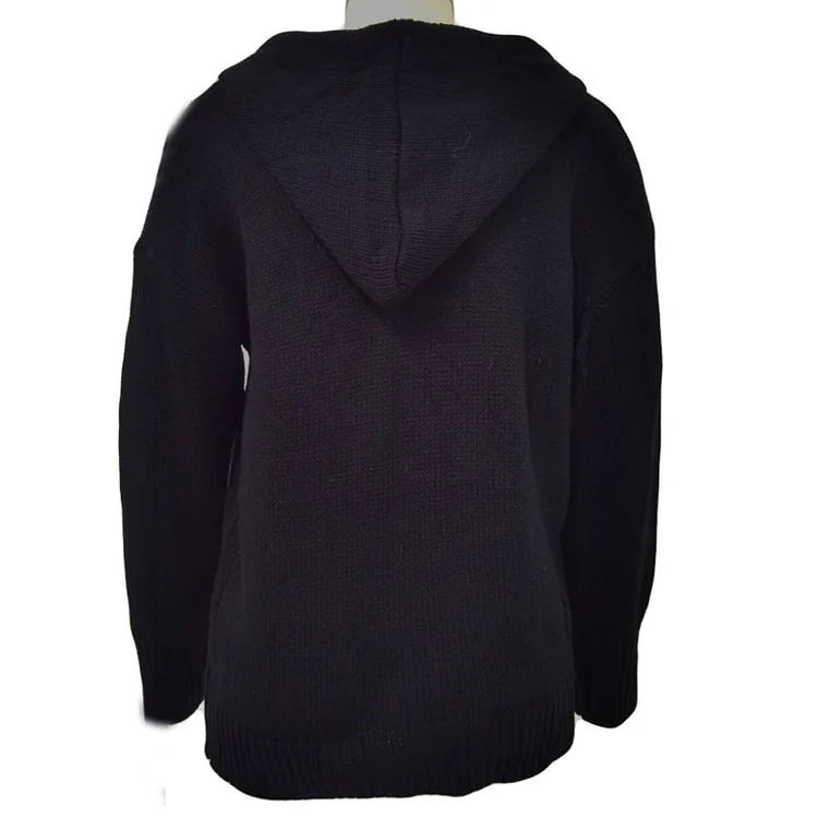 Cardigan Vintage à Capuche et Manches Longues