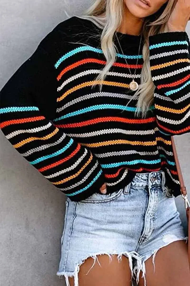 Pull Épaules Dénudées à Motifs Colorés – Élégance et Style pour Toutes Occasions