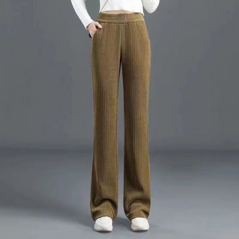 Pantalon Femme Ample à Taille Élastique et Coupe Larg