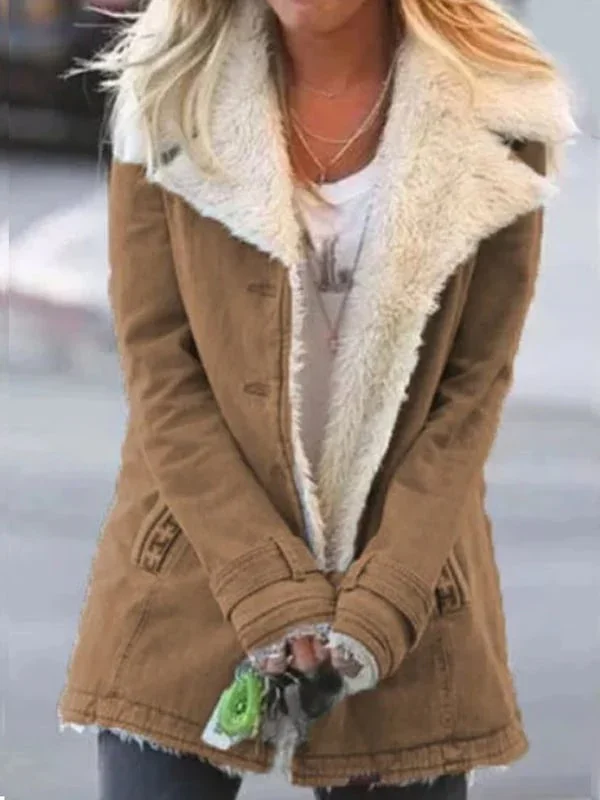 Manteau Mi-Long avec Col Revers Uni pour Automne et Hiver