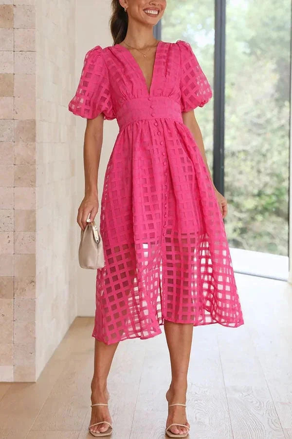 Nicole - Robe midi à imprimé carré et manches volantées by Beauty