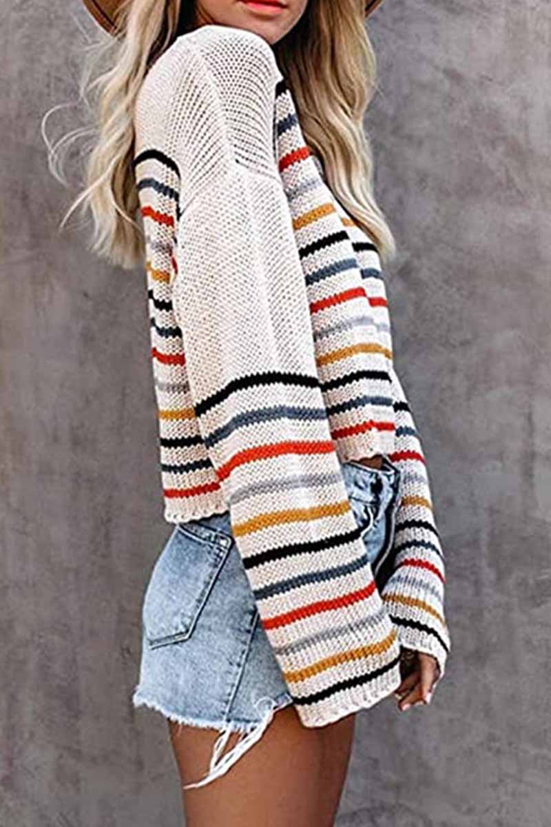 Pull Épaules Dénudées à Motifs Colorés – Élégance et Style pour Toutes Occasions