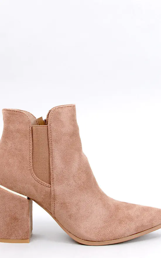 Bottines Beige Clair à Talon Bas et Design Tendance