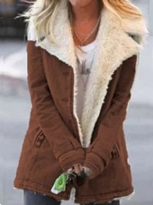 Manteau Mi-Long avec Col Revers Uni pour Automne et Hiver