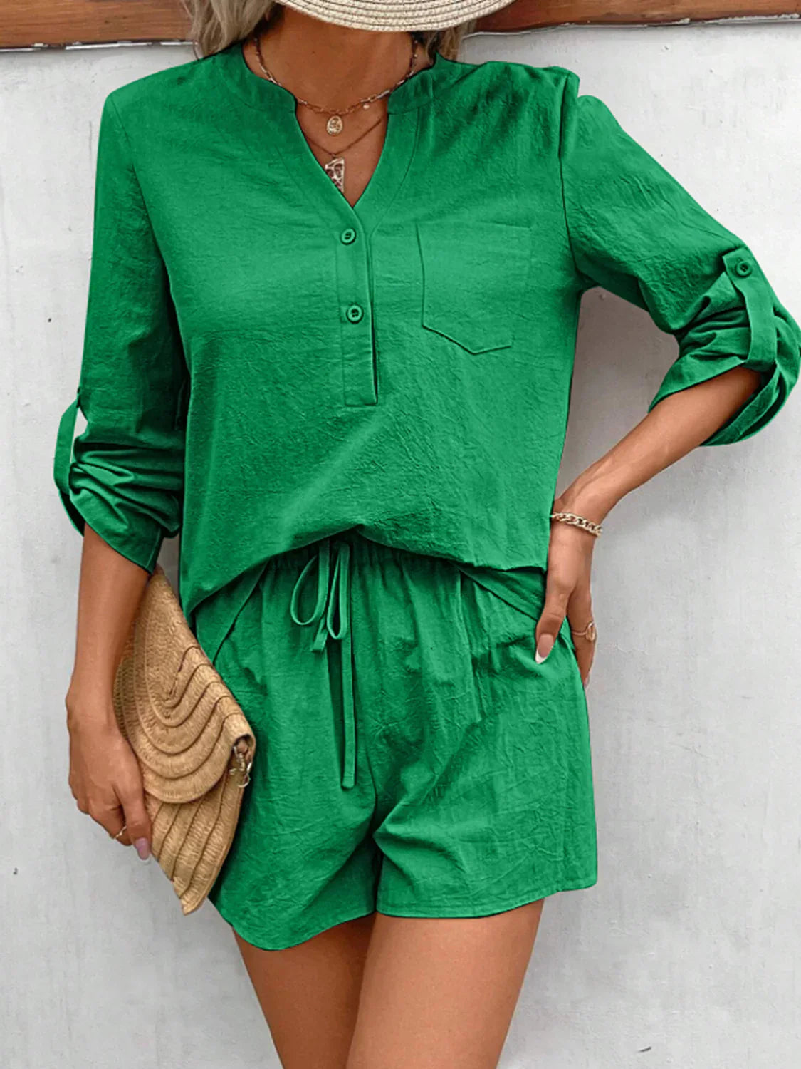 Lola - Top festonné à manches longues et short