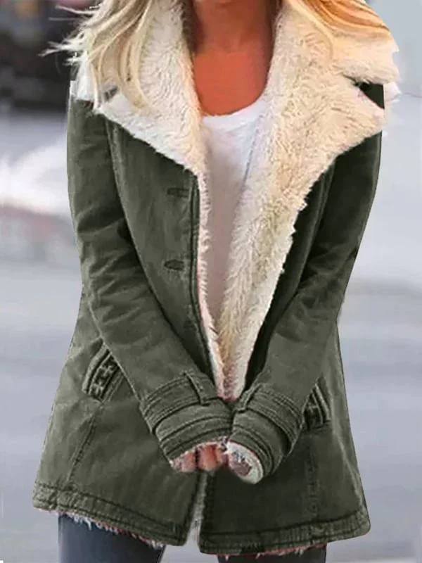 Manteau Mi-Long avec Col Revers Uni pour Automne et Hiver