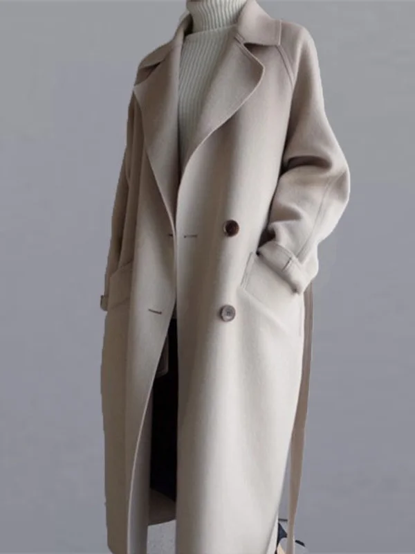 Manteau Urbain Long à Ceinture – Coupe Ample et Élégante pour Toutes Occasions