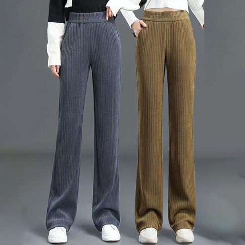 Pantalon Femme Ample à Taille Élastique et Coupe Larg