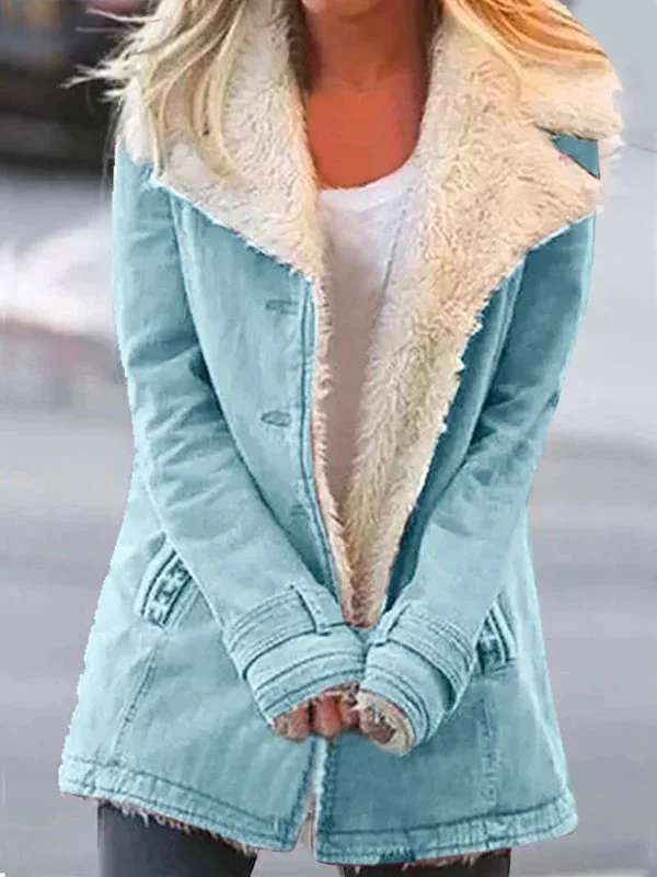 Manteau Mi-Long avec Col Revers Uni pour Automne et Hiver