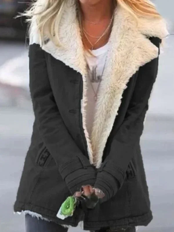 Manteau Mi-Long avec Col Revers Uni pour Automne et Hiver
