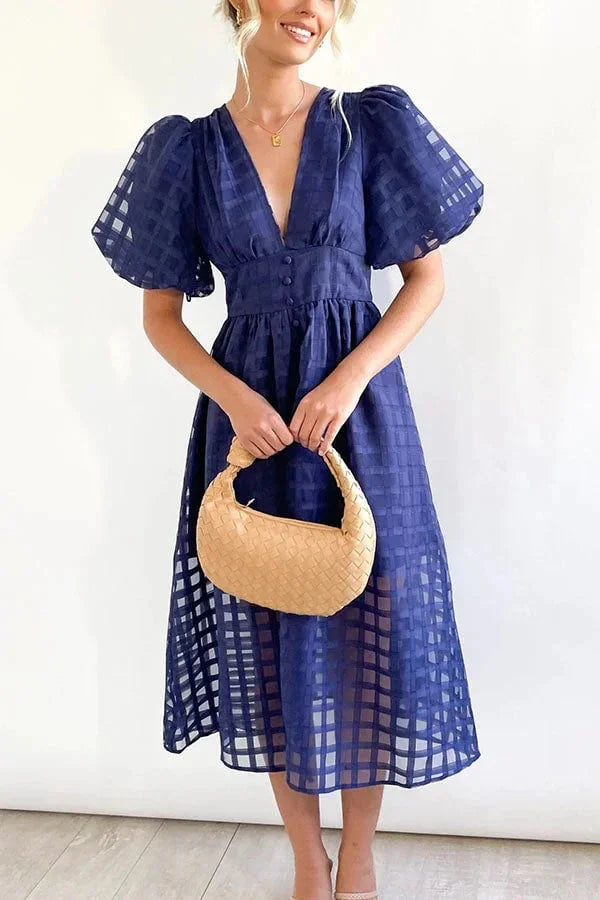 Nicole - Robe midi à imprimé carré et manches volantées by Beauty