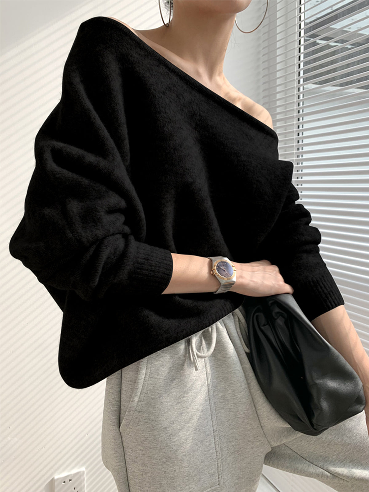 Pull Asymétrique à Une Épaule pour un Look Élégant