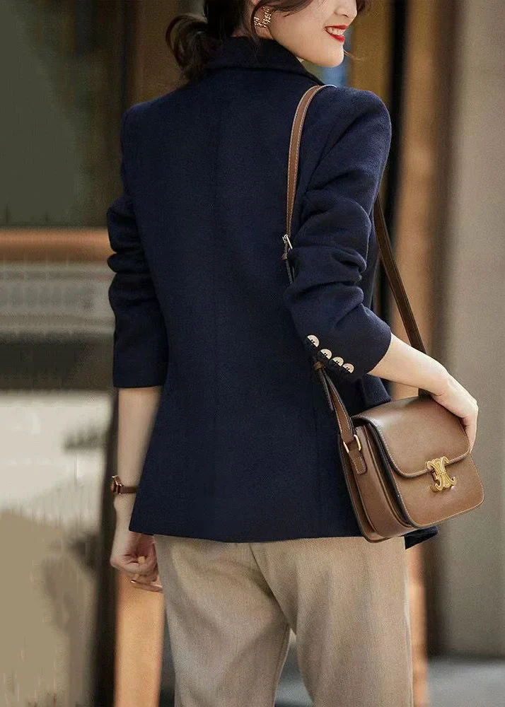 Manteau Femme Navy Boutonné – Patchwork Élégant pour l'Automne