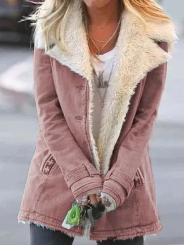 Manteau Mi-Long avec Col Revers Uni pour Automne et Hiver