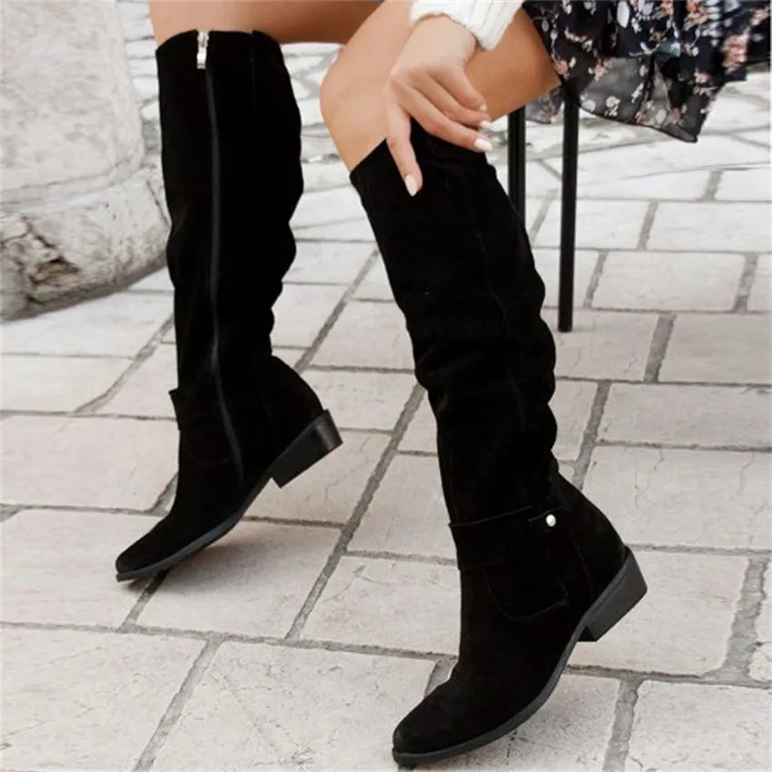 Bottes Hautes d’Hiver pour Femmes – Fermeture Éclair et Design Élégant