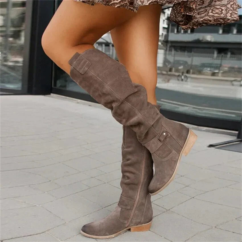 Bottes Hautes d’Hiver pour Femmes – Fermeture Éclair et Design Élégant