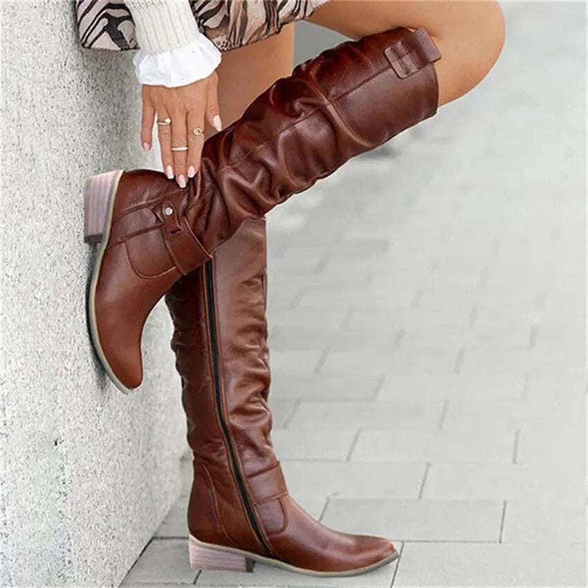 Bottes Hautes d’Hiver pour Femmes – Fermeture Éclair et Design Élégant