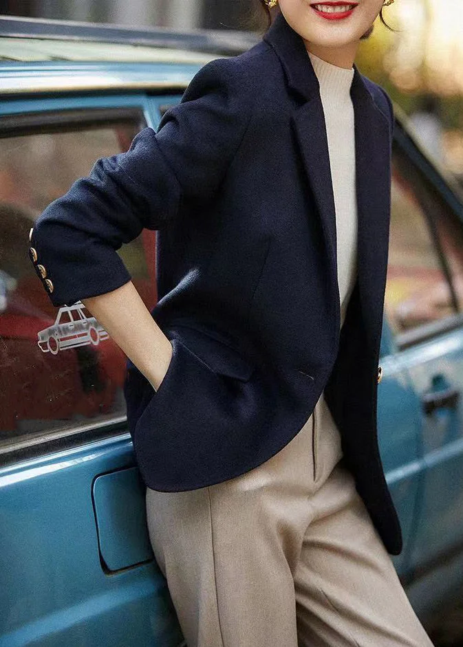 Manteau Femme Navy Boutonné – Patchwork Élégant pour l'Automne
