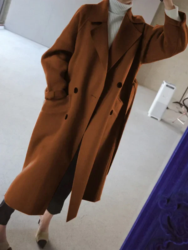 Manteau Urbain Long à Ceinture – Coupe Ample et Élégante pour Toutes Occasions
