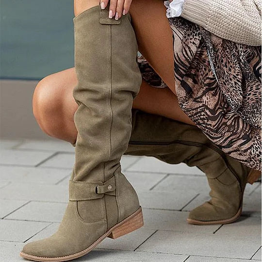 Bottes Femme Hauteur Genou – Couleur Unie et Élégante