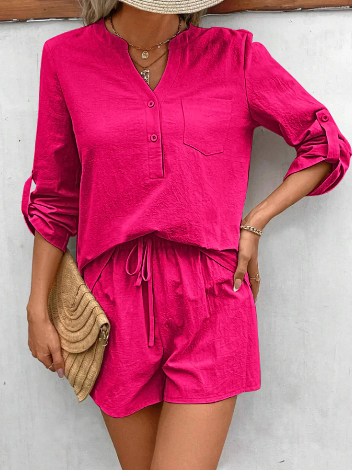 Lola - Top festonné à manches longues et short