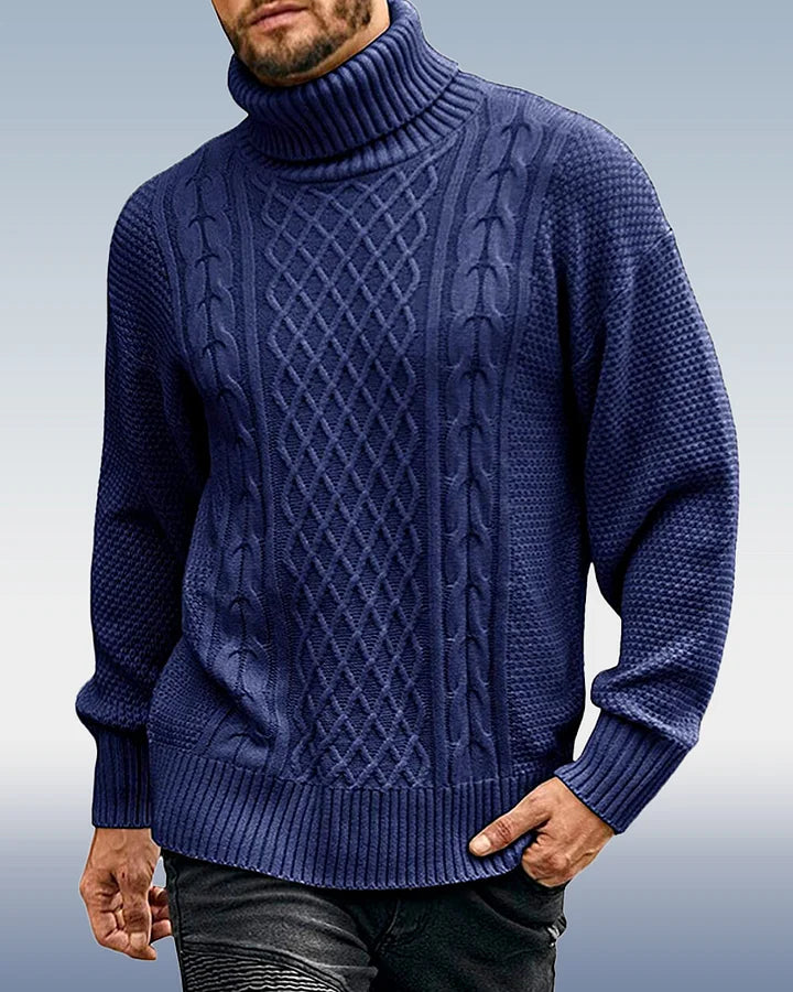 Pull à Manches Longues avec Col Roulé pour Homme – Disponible en 3 Couleurs