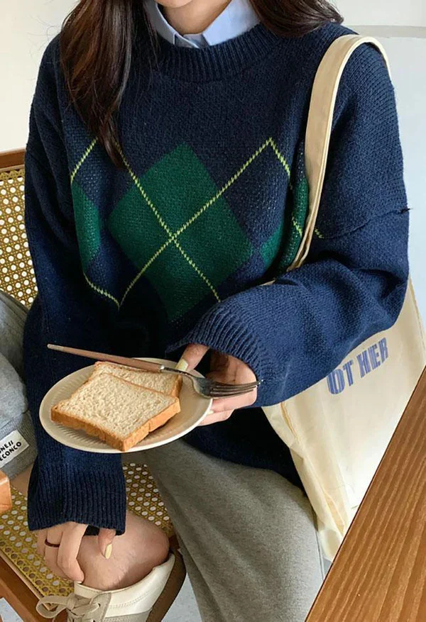 Pull Vintage Argyle pour Hommes, Confort et Élégance Décontractée