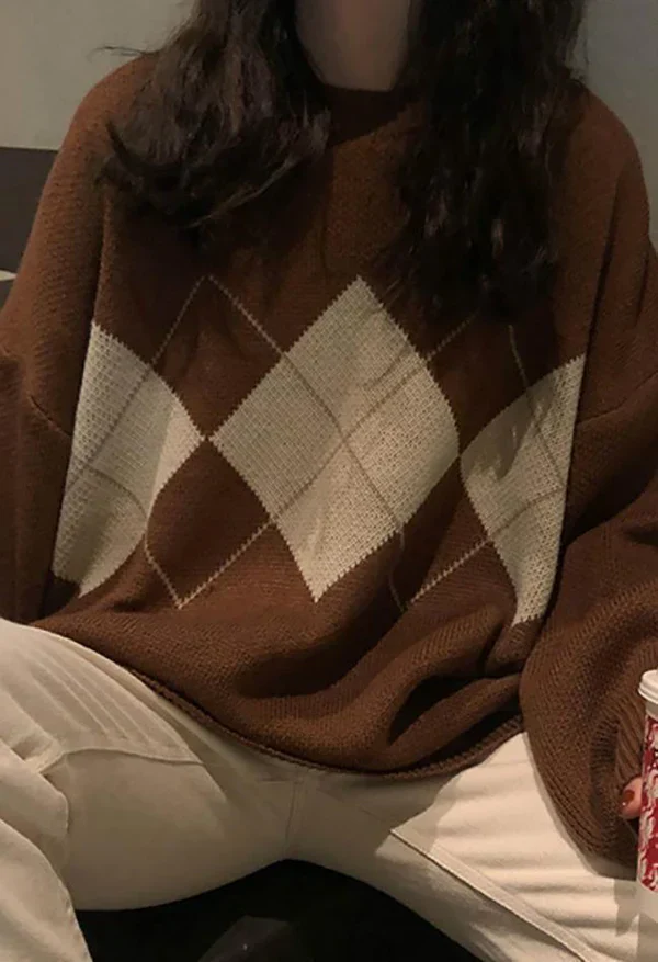 Pull Vintage Argyle pour Hommes, Confort et Élégance Décontractée