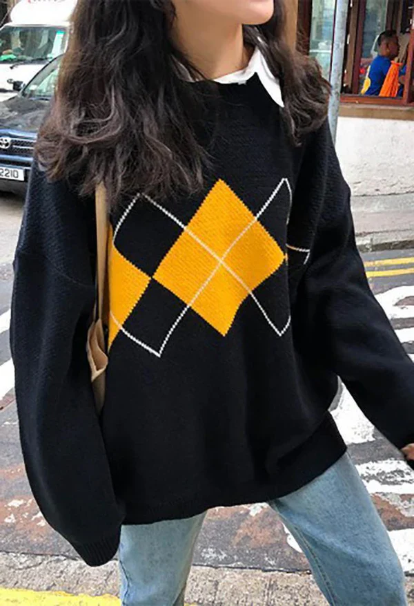 Pull Vintage Argyle pour Hommes, Confort et Élégance Décontractée