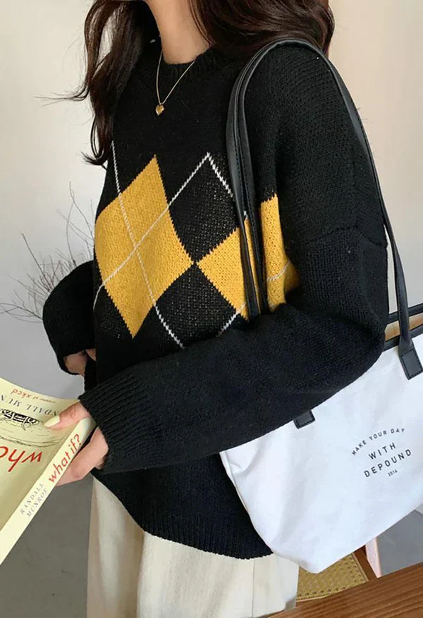 Pull Vintage Argyle pour Hommes, Confort et Élégance Décontractée