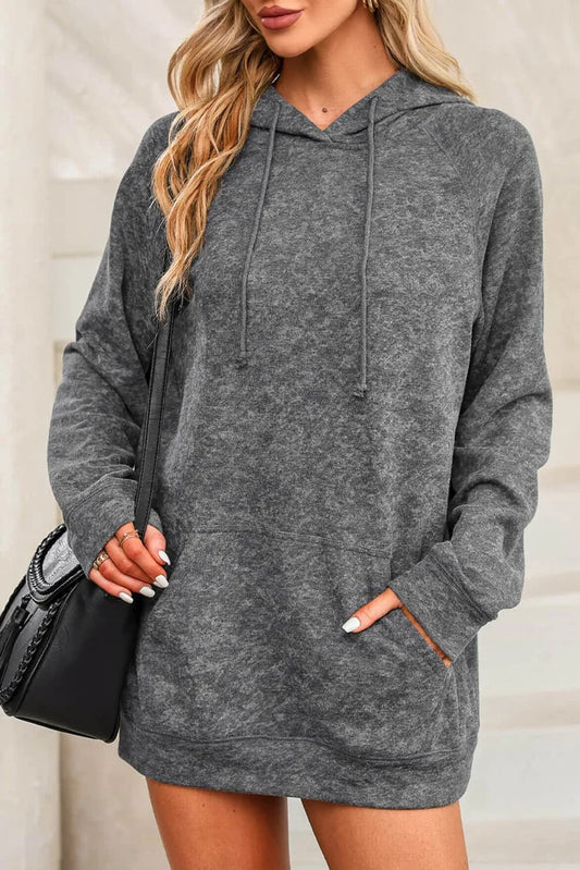 Sweat à Capuche Gris Lavé avec Poche Kangourou et Cordon