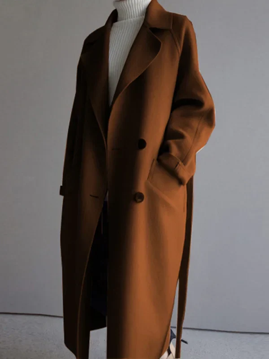 Manteau Urbain Long à Ceinture – Coupe Ample et Élégante pour Toutes Occasions