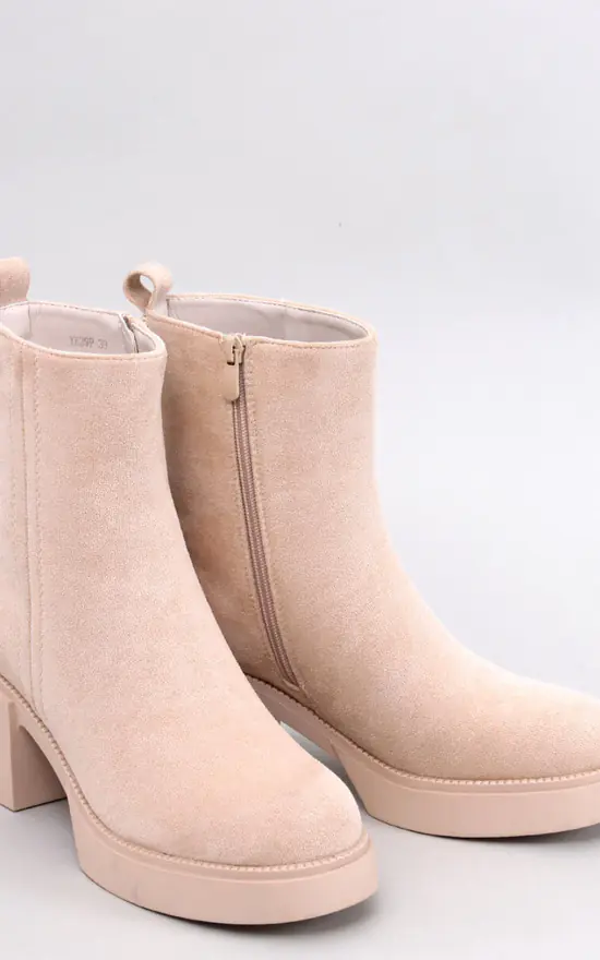 Bottines Beiges Élégantes avec Talon Confortable