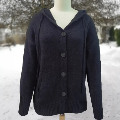 Cardigan Vintage à Capuche et Manches Longues