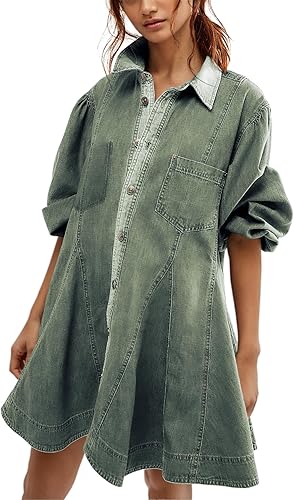 Robe Longue Femme à Manches Bouffantes, Look Élégant