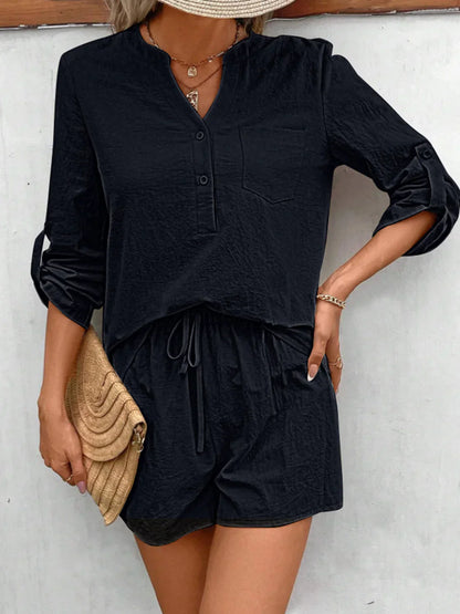 Lola - Top festonné à manches longues et short
