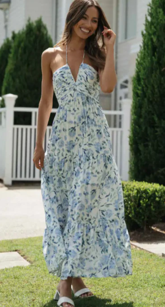 Gina - Robe d'été bohème en mousseline de soie à bretelles