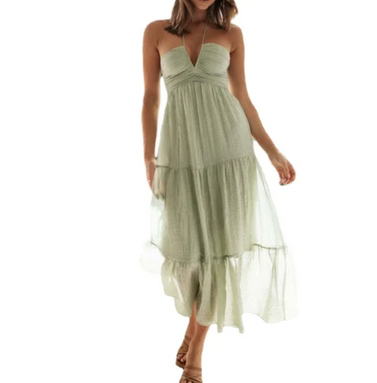 Gina - Robe d'été bohème en mousseline de soie à bretelles