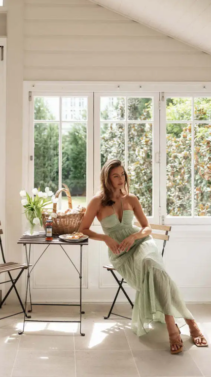 Gina - Robe d'été bohème en mousseline de soie à bretelles