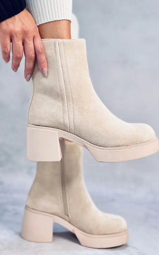 Bottines Beiges Élégantes avec Talon Confortable