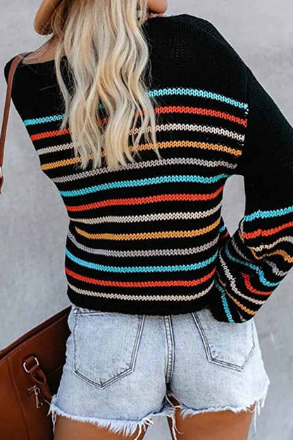 Pull Épaules Dénudées à Motifs Colorés – Élégance et Style pour Toutes Occasions