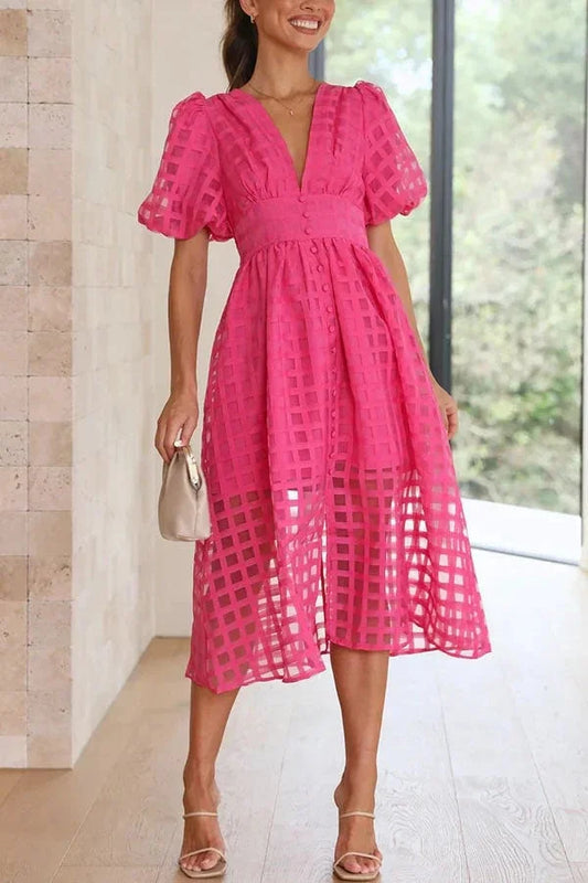 Nicole - Robe midi à imprimé carré et manches volantées by Beauty