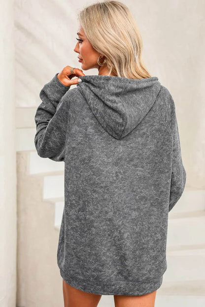 Sweat à Capuche Gris Lavé avec Poche Kangourou et Cordon