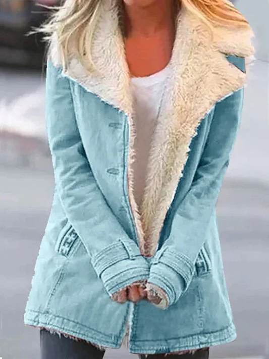 Manteau Mi-Long avec Col Revers Uni pour Automne et Hiver